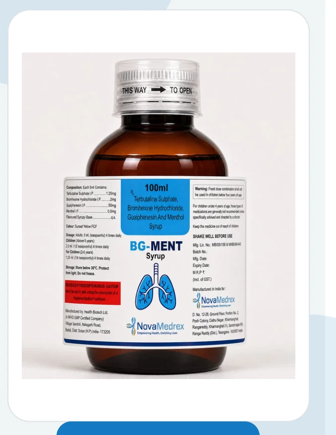 BG-MENT Syrup official Novamedrex product pack