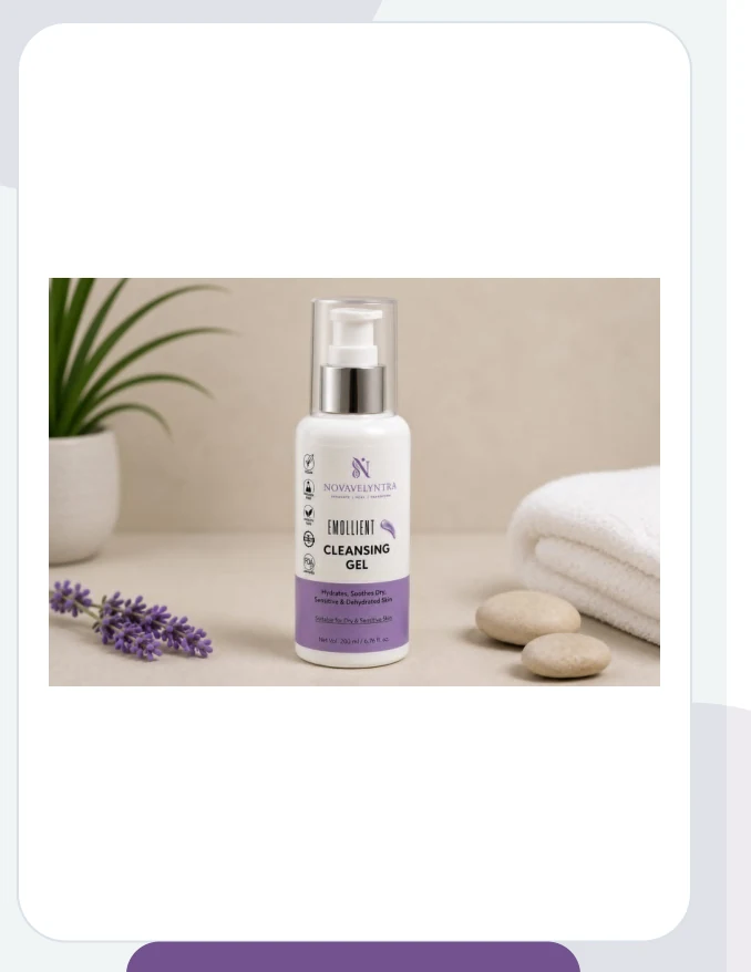 NOVAVELYNTRA Emollient Cleansing Gel official Novamedrex product pack